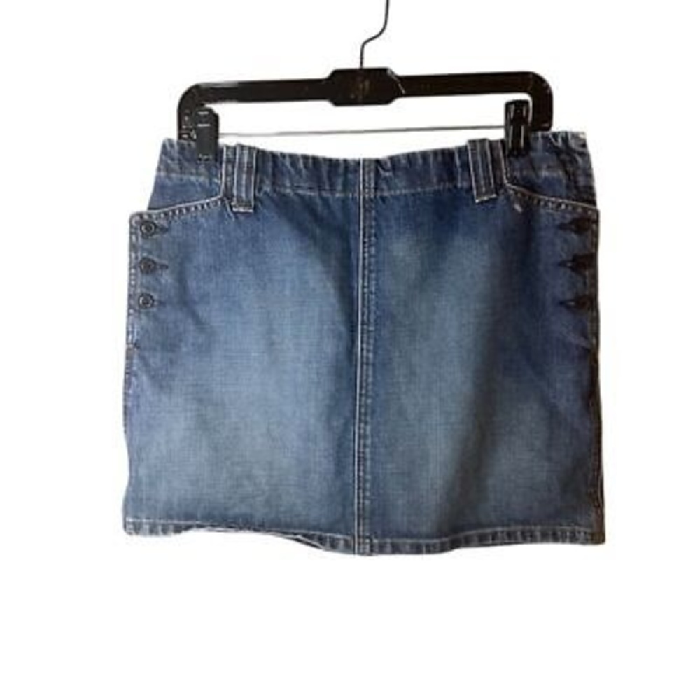 Vintage 90s J.Crew Women's Denim Mini Skirt Size 8 Low Waisted Blue